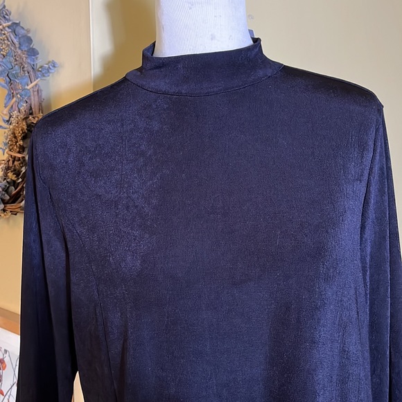 CHICOS TRAVELERS sz 2 L Side Split Top Tunic Stretch No Wrinkle Mockneck $80NEW - Picture 11 of 13